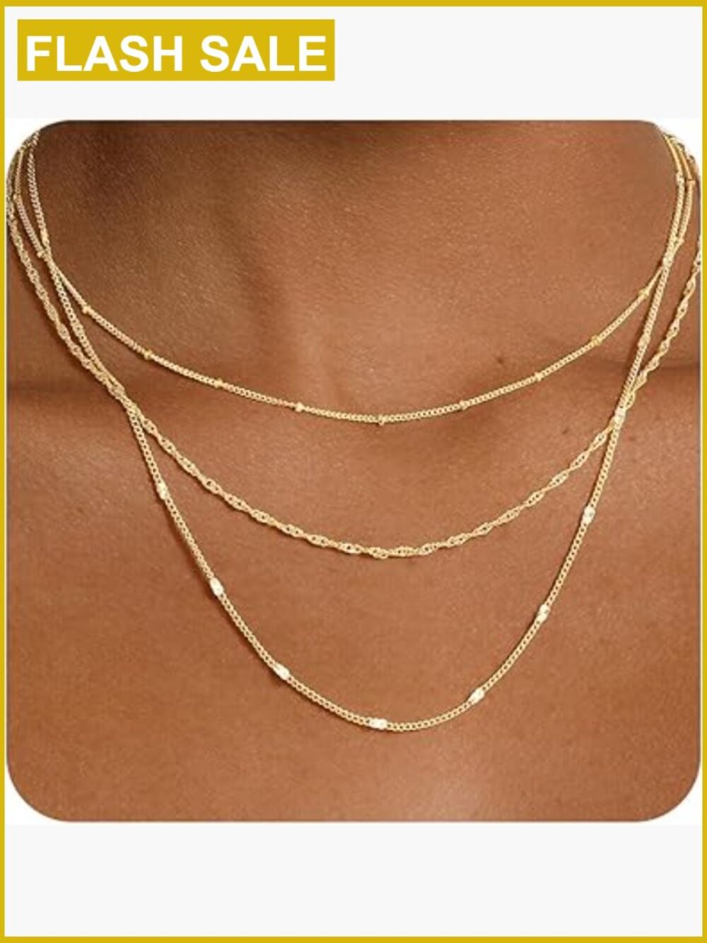 Layered Dainty Thin Chain Choker Necklace Set Gold Plated Trendy Jewelry Gift